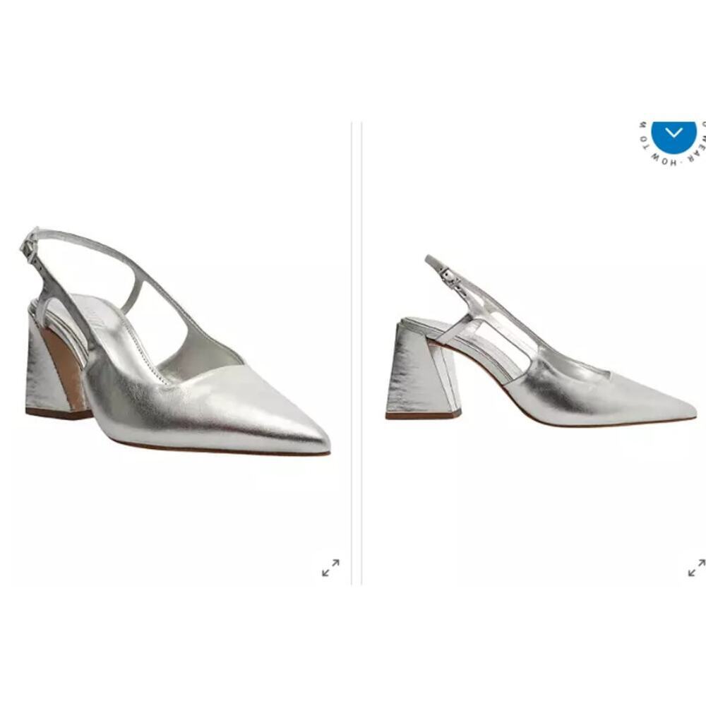 Schutz Women's Size 10 Metallic Nappa Blanche Mid Heels - Picture 1 of 10
